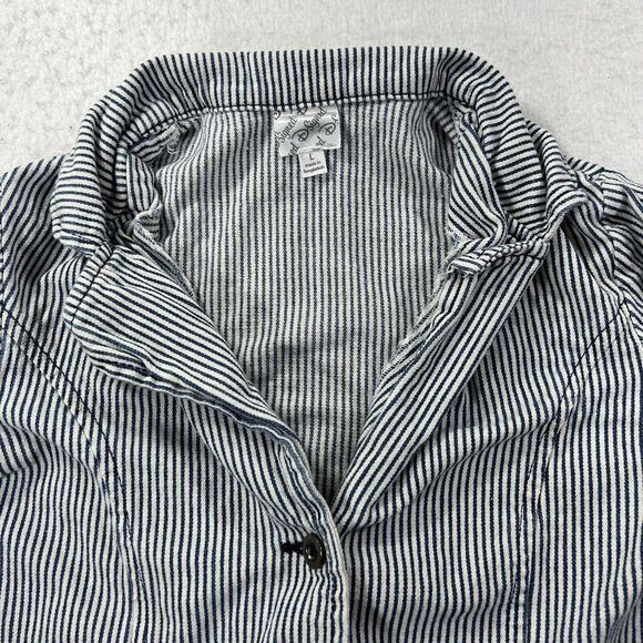 Disney D-Signed Girls Large Blue & White Striped Button Front Denim Jacket - Picture 2 of 12
